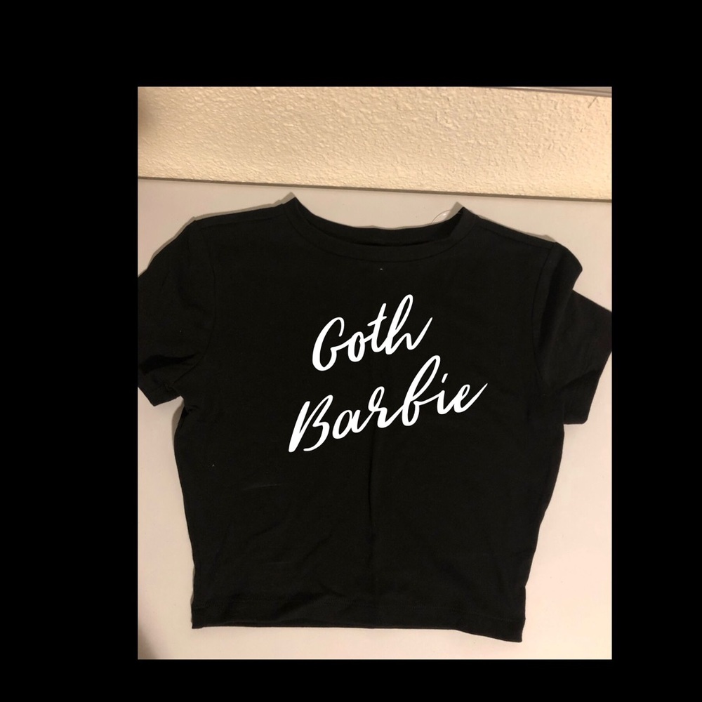 Goth Barbie crop top shirt